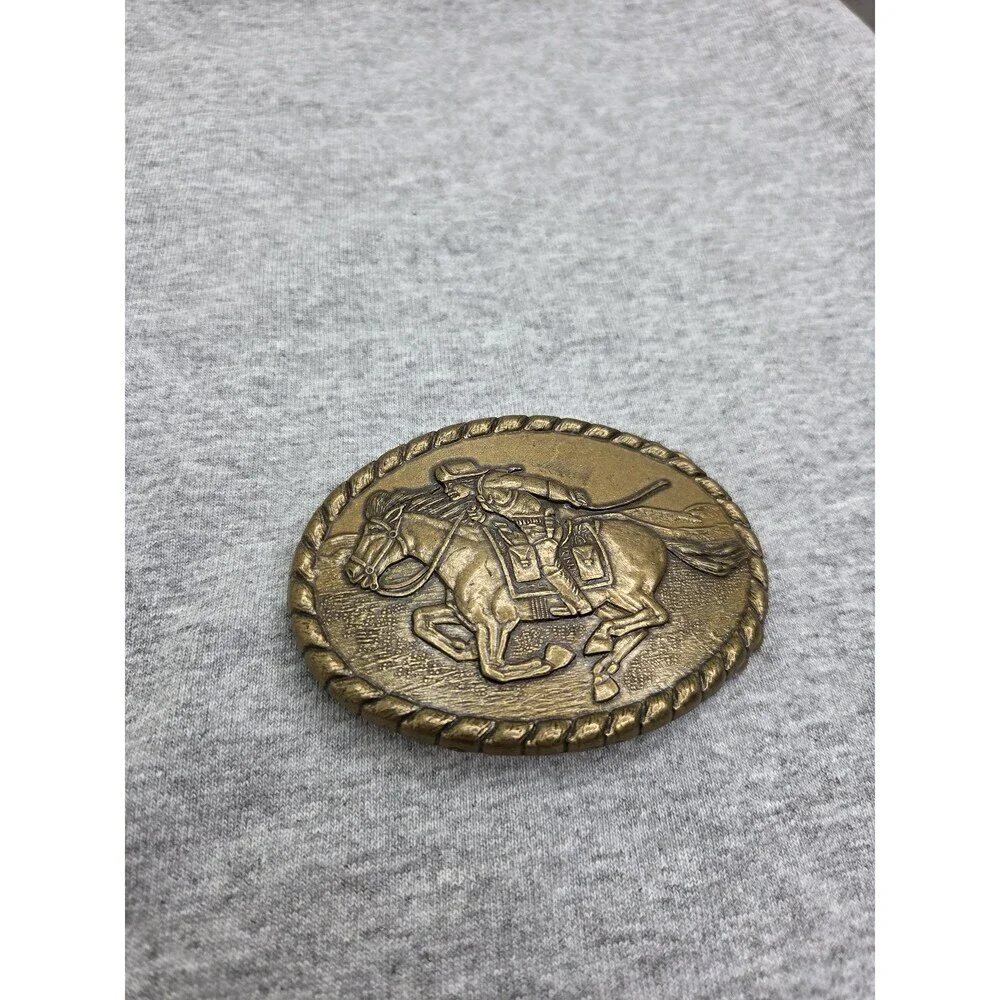 1981 Mervyns Stallion Pony Express Solid Brass Belt Buckle